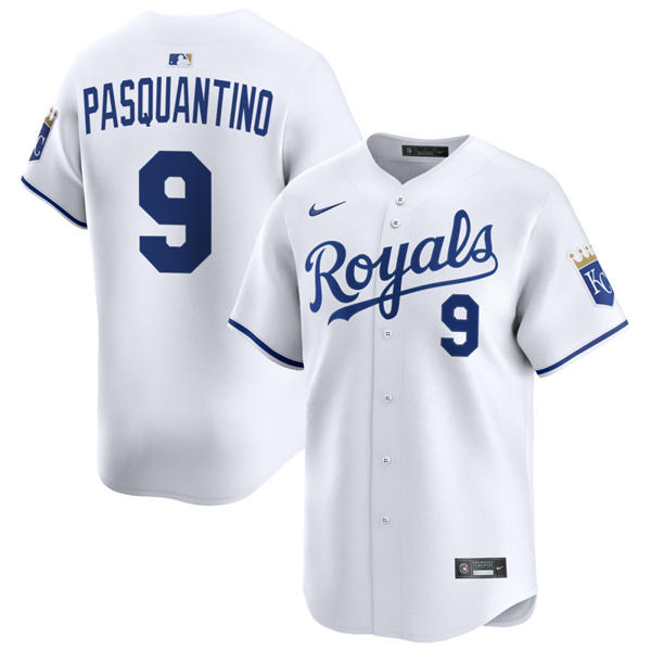 Mens Kansas City Royals #9 Vinnie Pasquantino Nike Home White Limited Jersey