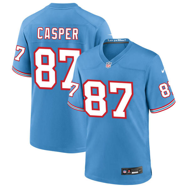 Mens Tennessee Titans Retired Player #87 Dave Casper Nike Light Blue Oilers Throwback Vapor F.U.S.E. Limited Jersey