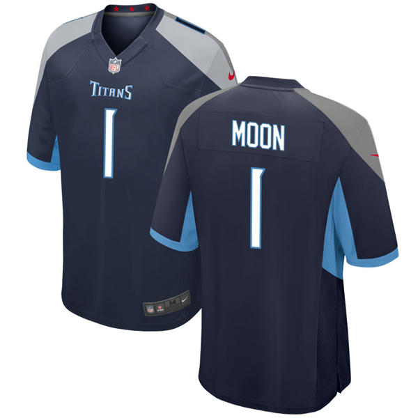 Mens Tennessee Titans Retired Player #1 Warren Moon Nike Navy Vapor F.U.S.E. Limited Jersey