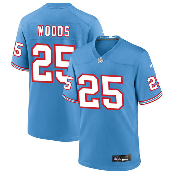 Mens Tennessee Titans #25 Xavier Woods Nike Light Blue Oilers Throwback Vapor F.U.S.E. Limited Jersey