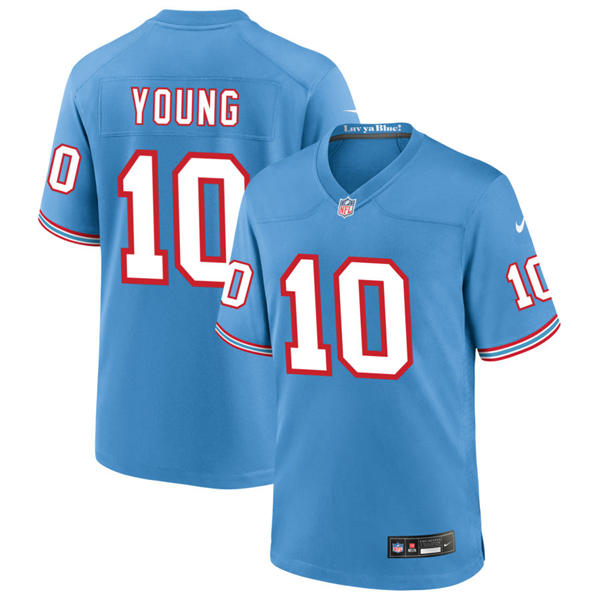 Mens Tennessee Titans Retired Player #10 Vince Young Nike Light Blue Oilers Throwback Vapor F.U.S.E. Limited Jersey