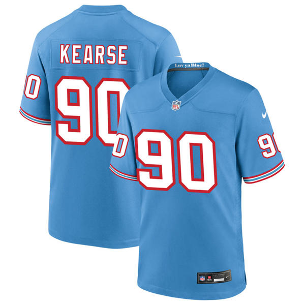 Mens Tennessee Titans Retired Player #90 Jevon Kearse Nike Light Blue Oilers Throwback Vapor F.U.S.E. Limited Jersey