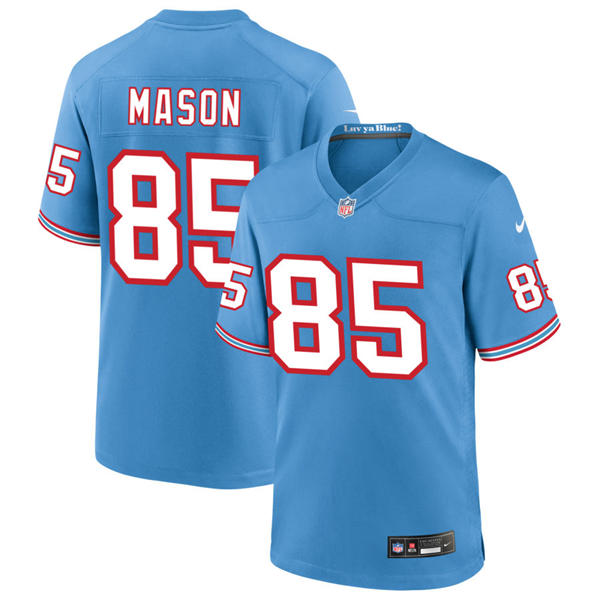 Mens Tennessee Titans Retired Player #85 Derrick Mason Nike Light Blue Oilers Throwback Vapor F.U.S.E. Limited Jersey