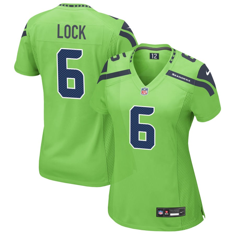 Womens Seattle Seahawks #6 Drew Lock Nike Neon Green Alternate Limited Jersey