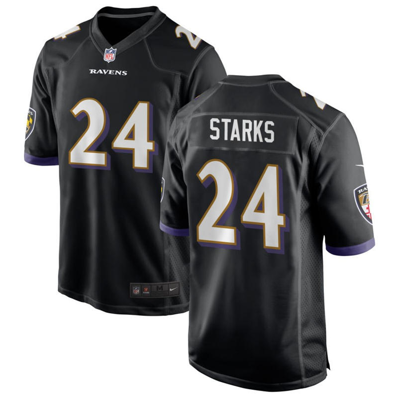 Men's Baltimore Ravens #24 Malaki Starks Nike Black Alternate Vapor F.U.S.E Limited Jersey