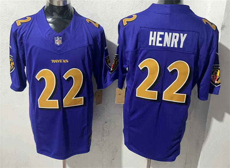Mens Baltimore Ravens #22 Derrick Henry Nike Purple Color Rush Vapor F.U.S.E Player Jersey