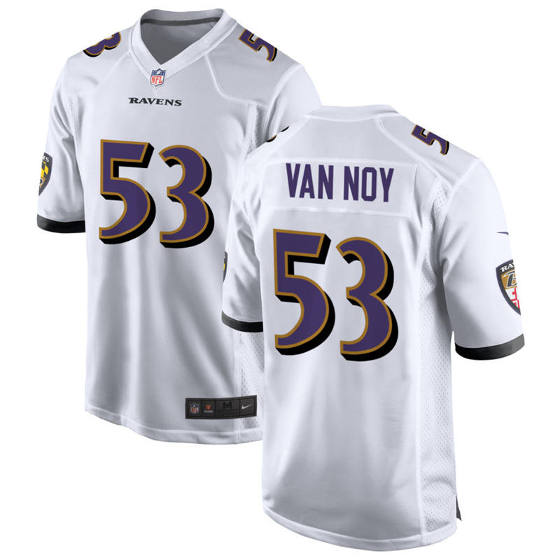 Men's Baltimore Ravens #53 Kyle Van Noy Nike White Vapor Vapor F.U.S.E Limited Jersey