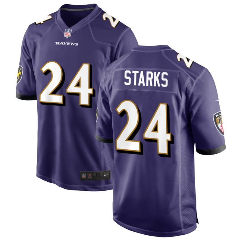 Men's Baltimore Ravens #24 Malaki Starks Nike Purple Vapor F.U.S.E Limited Jersey