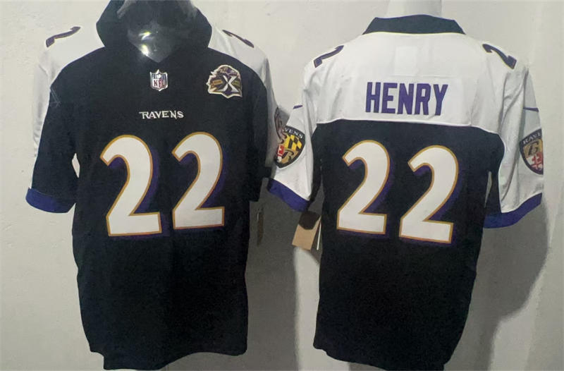 Mens Baltimore Ravens #22 Derrick Henry Black White Gratitude F.U.S.E. Limited Jersey