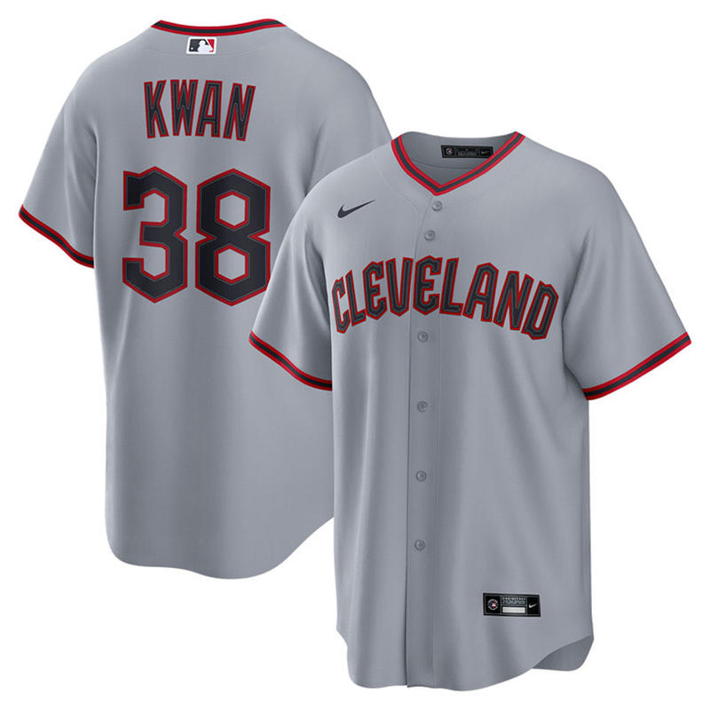Womens Cleveland Guardians #38 Steven Kwan Nike 2025 Gray Road Limited Player Jersey