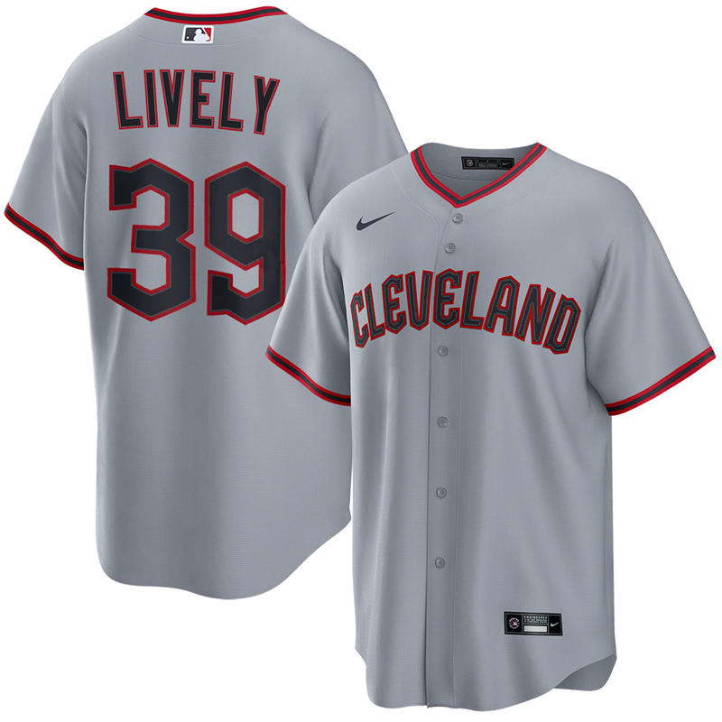 Mens Cleveland Guardians #39 Ben Lively Nike 2025 Gray Road Limited Player Jersey