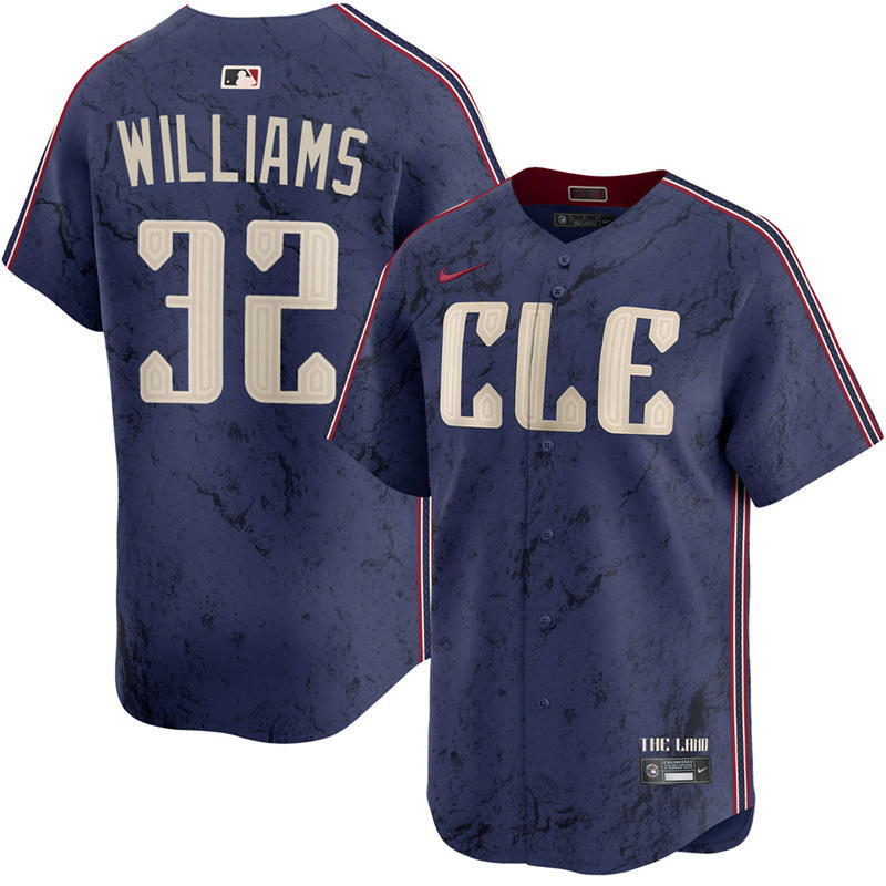 Mens Cleveland Guardians #32 Gavin Williams Nike Navy City Connect Limited Player Jersey