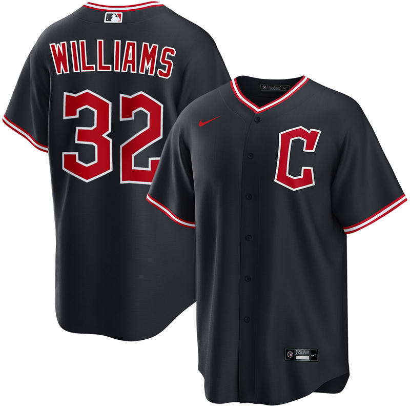 Mens Cleveland Guardians #32 Gavin Williams Nike 2025 Navy Alternate Limited Player Jersey