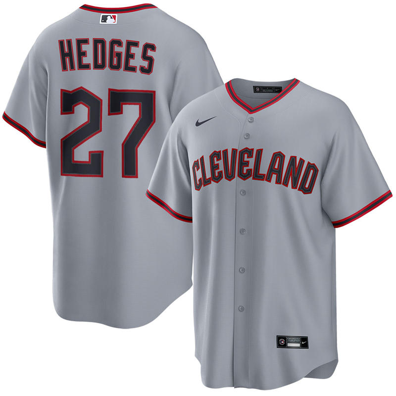 Mens Cleveland Guardians #27 Austin Hedges Nike 2025 Gray Road Limited Player Jersey