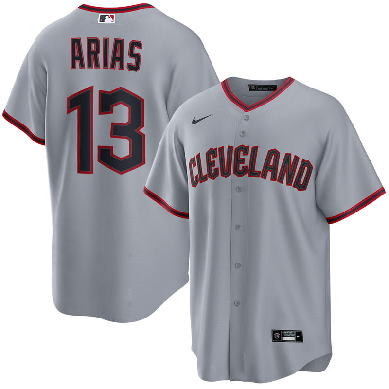 Mens Cleveland Guardians #13 Gabriel Arias  Nike 2025 Gray Road Limited Player Jersey