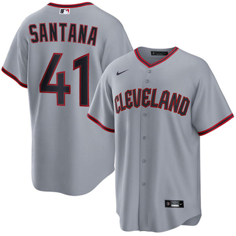 Mens Cleveland Guardians #41 Carlos Santana Nike 2025 Gray Road Limited Player Jersey
