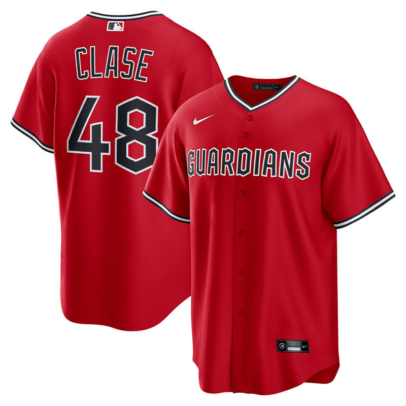 Mens Cleveland Guardians #48 Emmanuel Clase Nike 2025 Red Alternate Limited Player Jersey