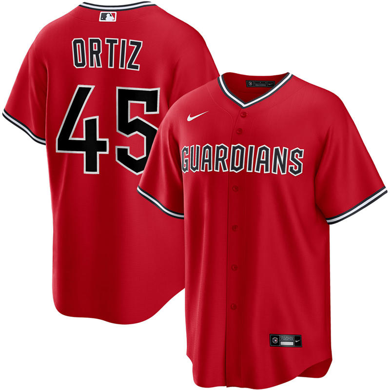 Mens Cleveland Guardians #45 Luis Ortiz Nike 2025 Red Alternate Limited Player Jersey