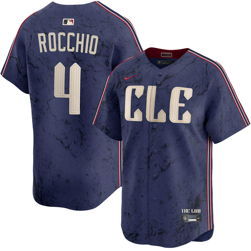 Mens Cleveland Guardians #4 Brayan Rocchio Nike Navy City Connect Limited Player Jersey