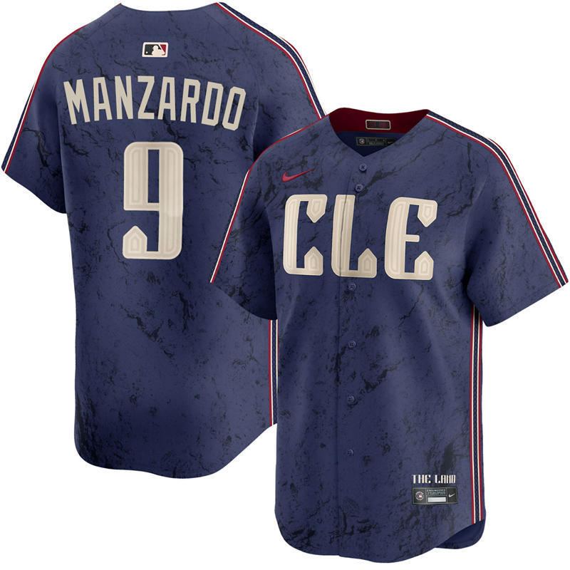Mens Cleveland Guardians #9 Kyle Manzardo Nike Navy City Connect Limited Player Jersey