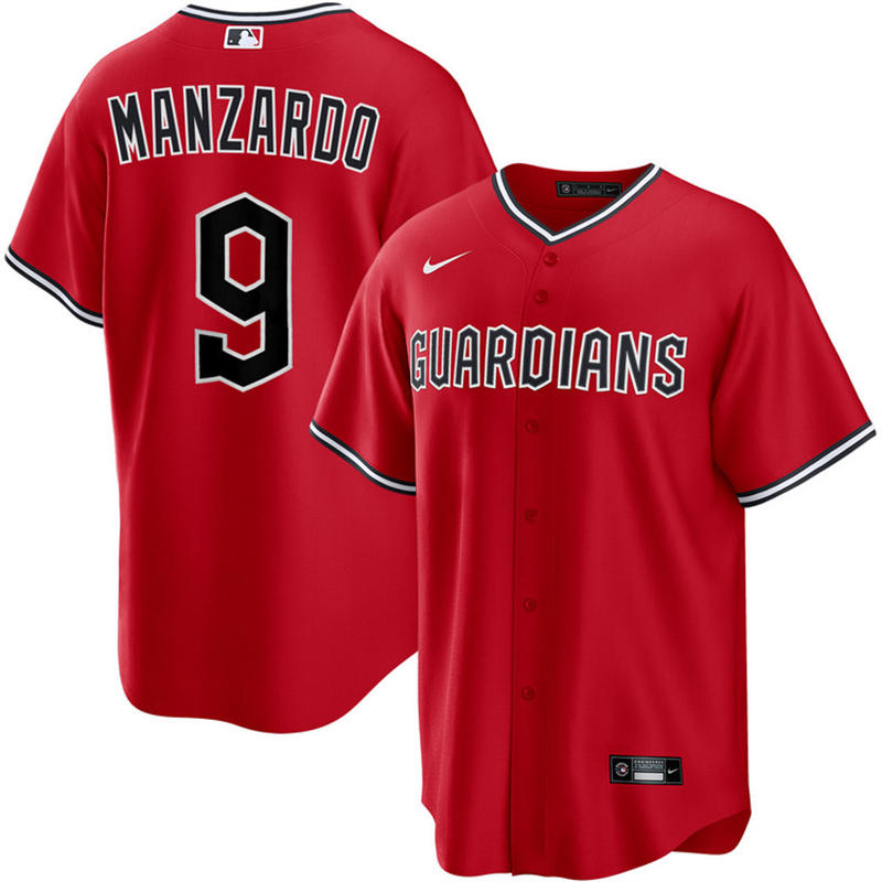 Mens Cleveland Guardians #9 Kyle Manzardo Nike 2025 Red Alternate Limited Player Jersey