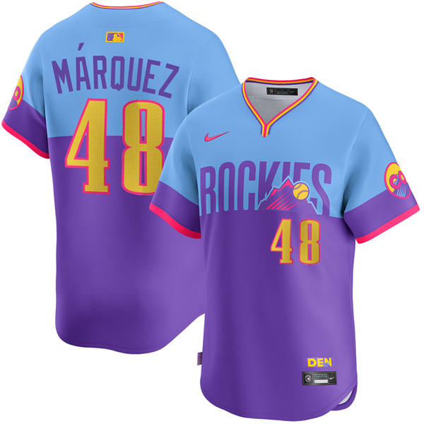 Men's Colorado Rockies #48 German Marquez Nike 2025 City Connect 2.0 Limited Jersey Purple Light Blue