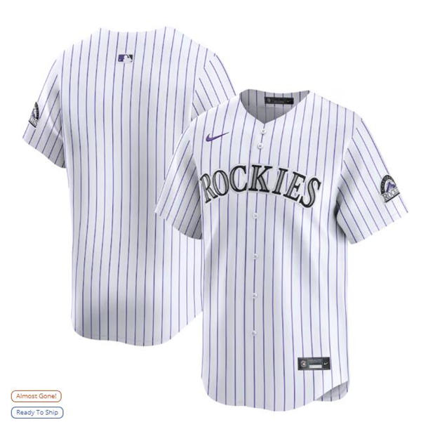 Men's Colorado Rockies Blank Nike Home White Pinstripe Vapor Limited Jersey