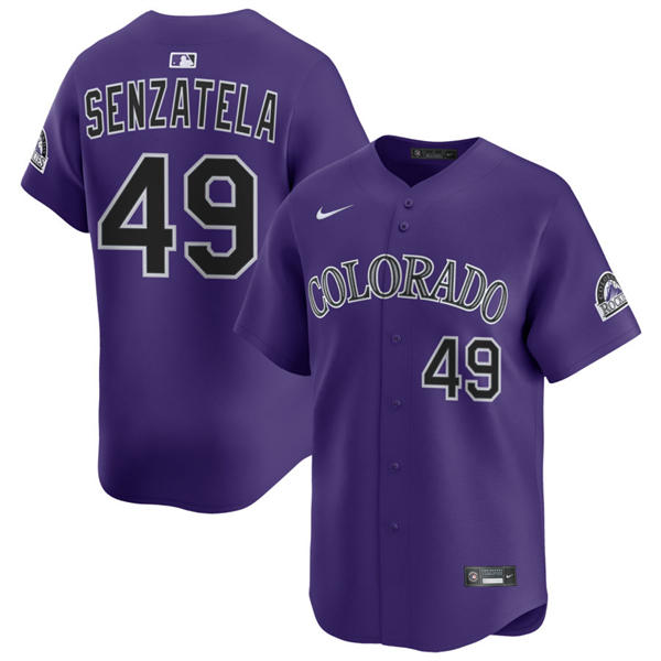 Mens Colorado Rockies #49 Antonio Senzatela Nike Purple Alternate Vapor Limited Jersey