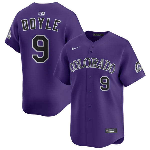 Mens Colorado Rockies #9 Brenton Doyle Nike Purple Alternate Vapor Limited Jersey