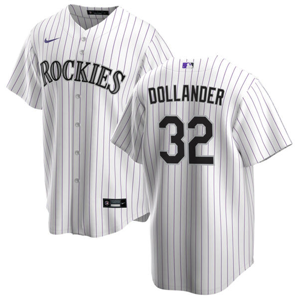 Mens Colorado Rockies #32 Chase Dollander Nike Home White Pinstripe Vapor Limited Jersey