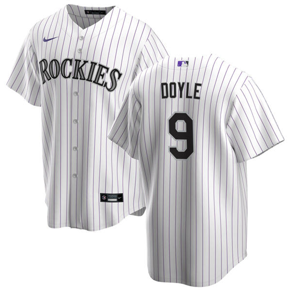 Mens Colorado Rockies #9 Brenton Doyle Nike Home White Pinstripe Vapor Limited Jersey