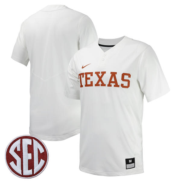 Unisex Texas Longhorns Custom 2025 SEC White two-Button Pullover Softball  Jersey