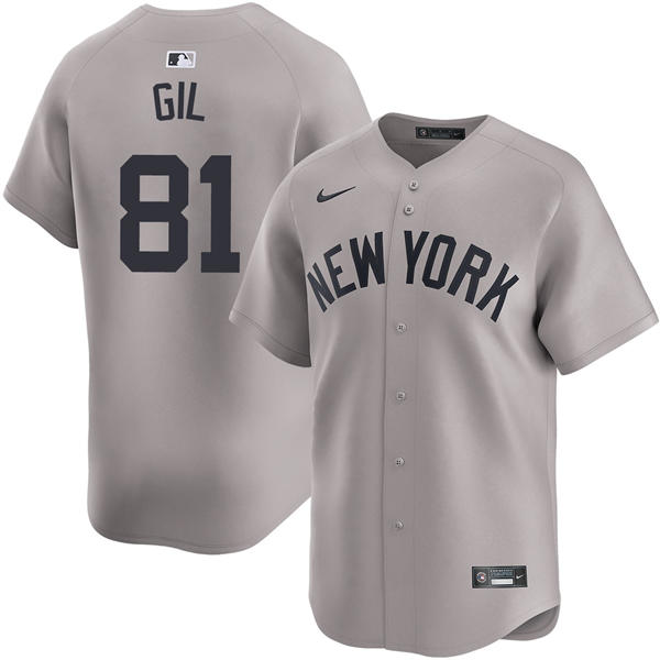 Mens New York Yankees #81 Luis Gil Nike Away Limited Jersey Gray With Name