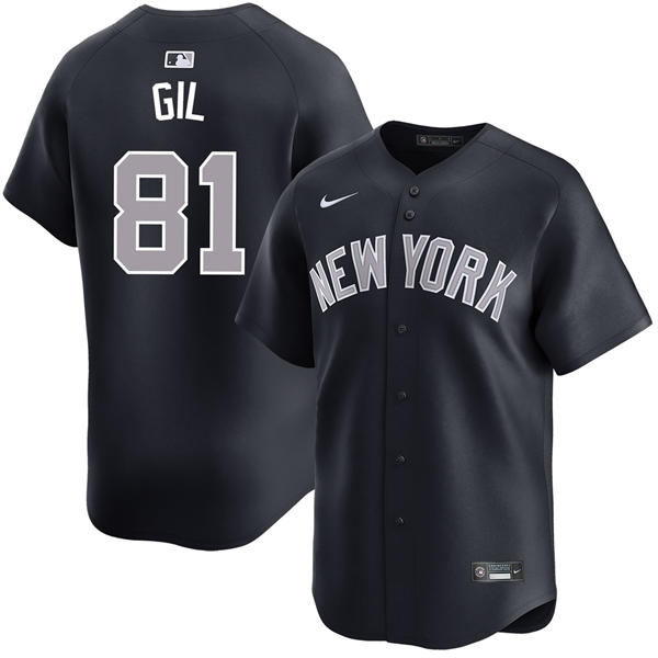 Mens New York Yankees #81 Luis Gil Nike Navy Alternate 2nd with Name New York Limited Player Jersey