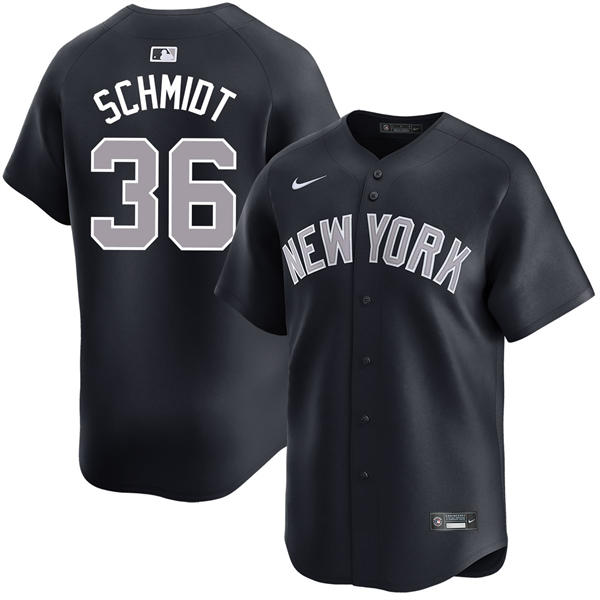 Mens New York Yankees #36 Clarke Schmidt Nike Navy Alternate 2nd with Name New York Limited Player Jersey