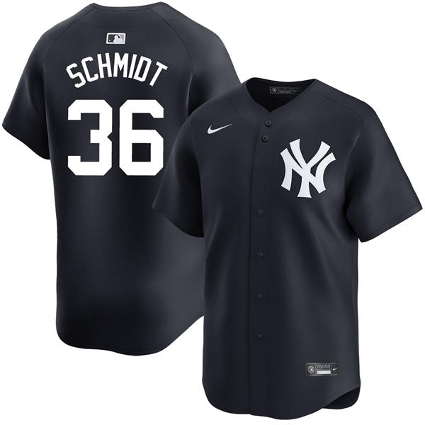 Mens New York Yankees #36 Clarke Schmidt Nike Navy Alternate With Name Limited Jersey