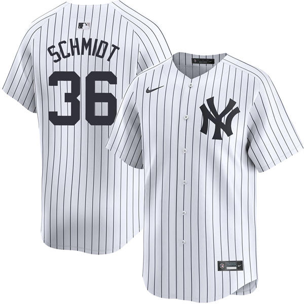 Mens New York Yankees #36 Clarke Schmidt Nike White Home with Name Limited Jersey