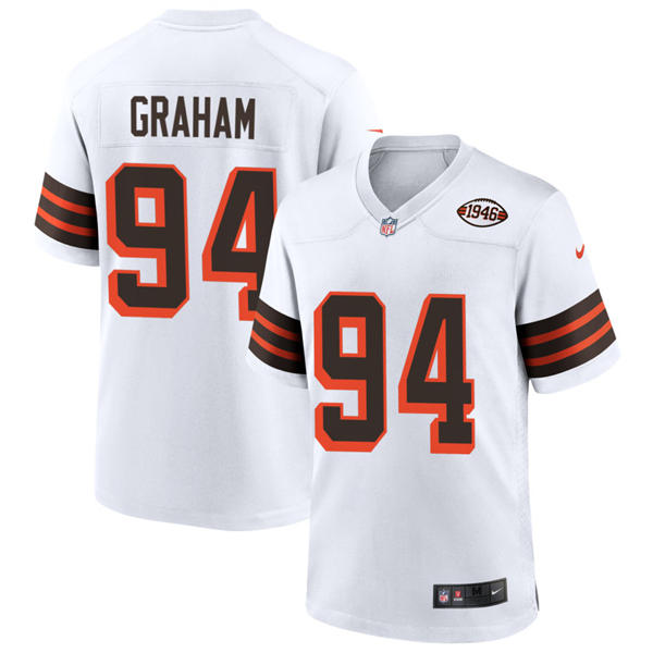 Youth Cleveland Browns #94 Mason Graham Nike White 1946 Collection 75th Anniversary Limited Jersey