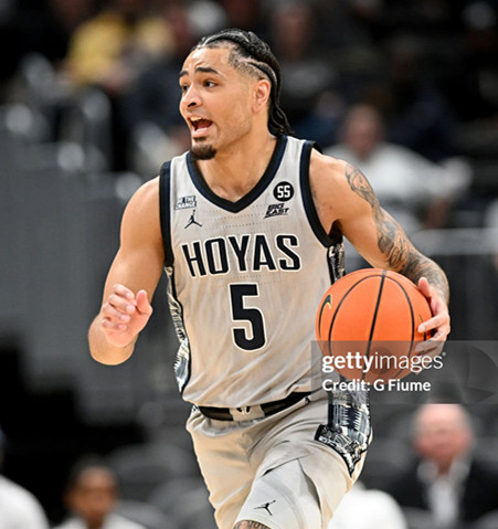 Mens Youth Georgetown Hoyas #5 Micah Peavy Gray College Basketball Game Jersey