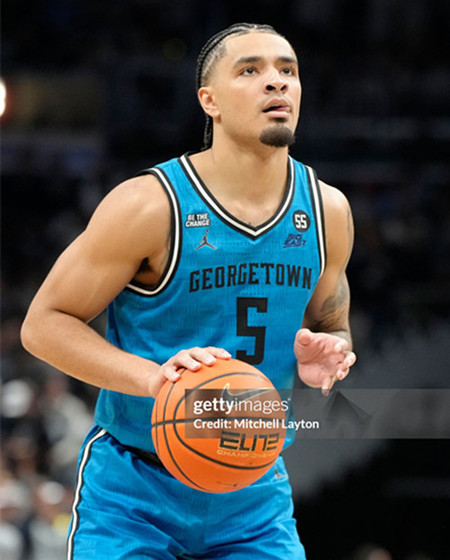 Mens Youth Georgetown Hoyas #5 Micah Peavy Blue College Basketball Game Jersey