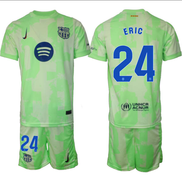 Mens FC Barcelona  #24 Eric Garcia 2025 Neon Green Third Soccer Jersey kit