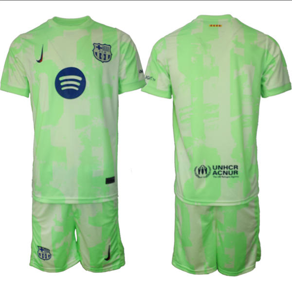 Mens FC Barcelona Blank 2025 Neon Green Third Soccer Jersey kit