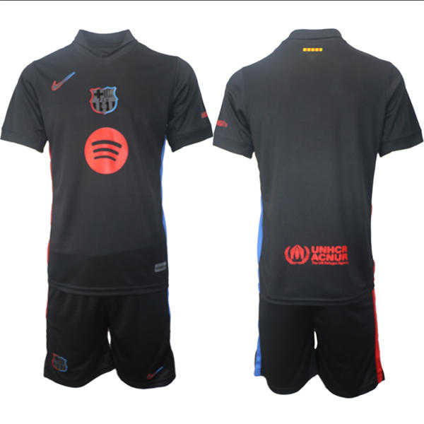 Mens FC Barcelona Blank 2025 Black Away Soccer Jersey kit