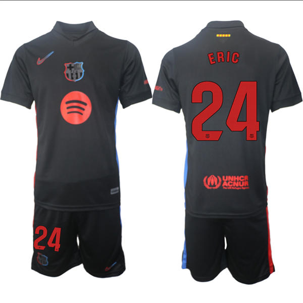 Mens FC Barcelona  #24 Eric Garcia 2025 Black Away Soccer Jersey kit