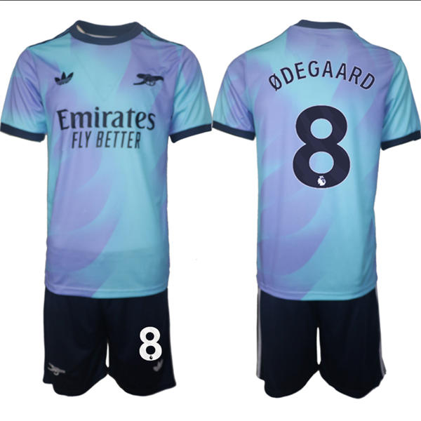 Mens Arsenal FC #8 Martin °aard 2025 Aqua Third Soccer Jersey kit