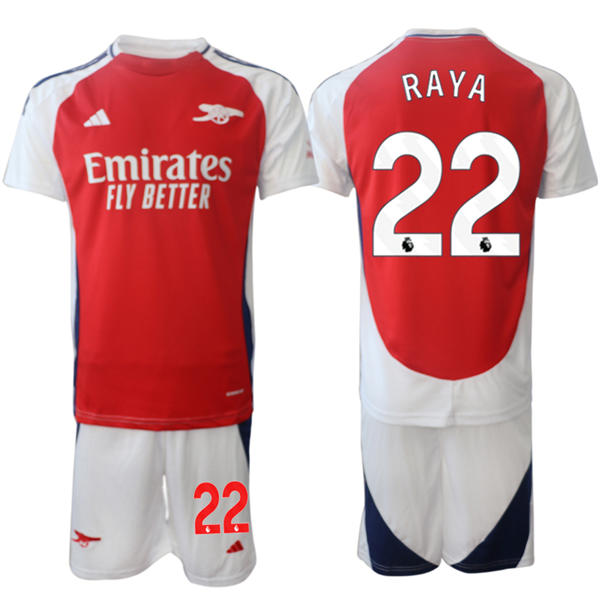 Mens Arsenal FC #22 David Raya 2025 Red Home Soccer Jersey kit
