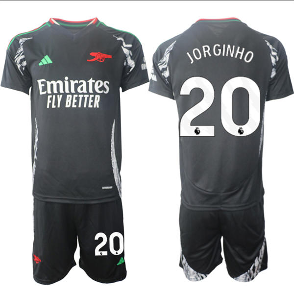 Mens Arsenal FC #20 Jorginho 2025 Black Away Soccer Jersey kit