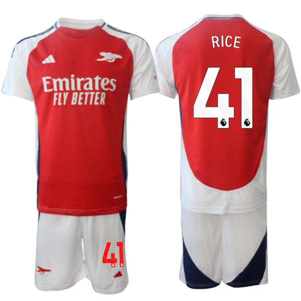 Mens Arsenal FC #41 Declan Rice 2025 Red Home Soccer Jersey kit