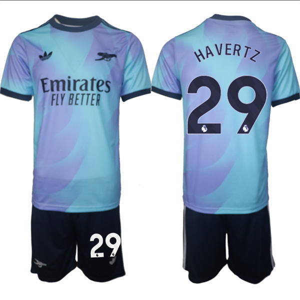 Mens Arsenal FC #29 Kai Havertz 2025 Aqua Third Soccer Jersey kit