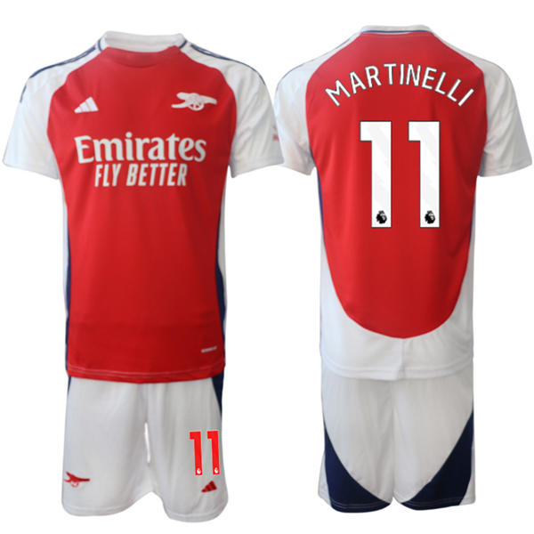 Mens Arsenal FC #11 Gabriel Martinelli 2025 Red Home Soccer Jersey kit
